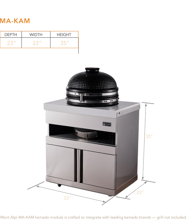 Mont Alpi Stainless Steel 18" Universal Kamado Grill Module