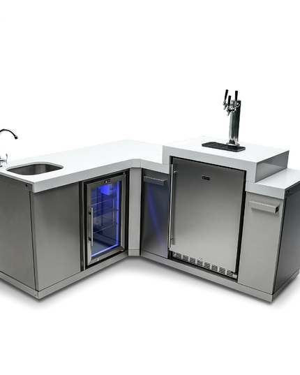 Mont Alpi Beverage Center with 90 Degree Corner and Kegerator