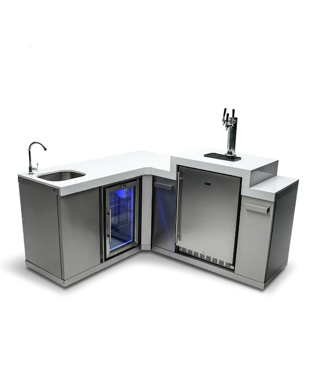 Mont Alpi Beverage Center with 90 Degree Corner and Kegerator