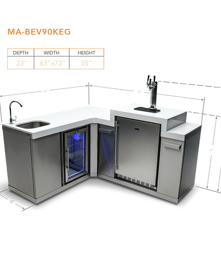 Mont Alpi Beverage Center with 90 Degree Corner and Kegerator