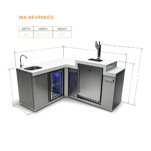 Mont Alpi Beverage Center with 90 Degree Corner and Kegerator