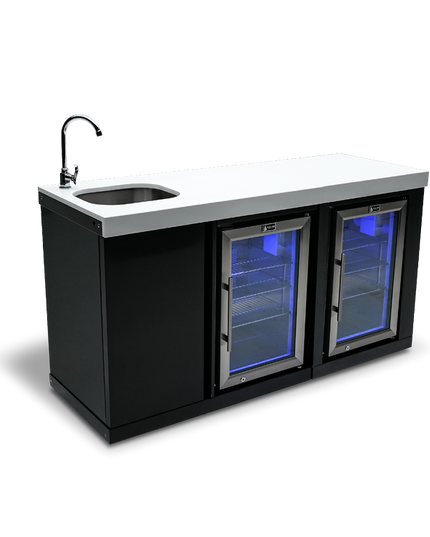 Mont Alpi Black Stainless Steel Beverage Center and Fridge Cabinet