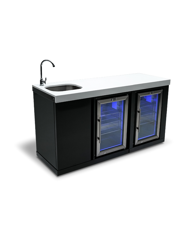 Mont Alpi Black Stainless Steel Beverage Center and Fridge Cabinet