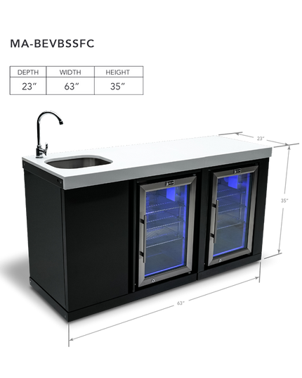 Mont Alpi Black Stainless Steel Beverage Center and Fridge Cabinet