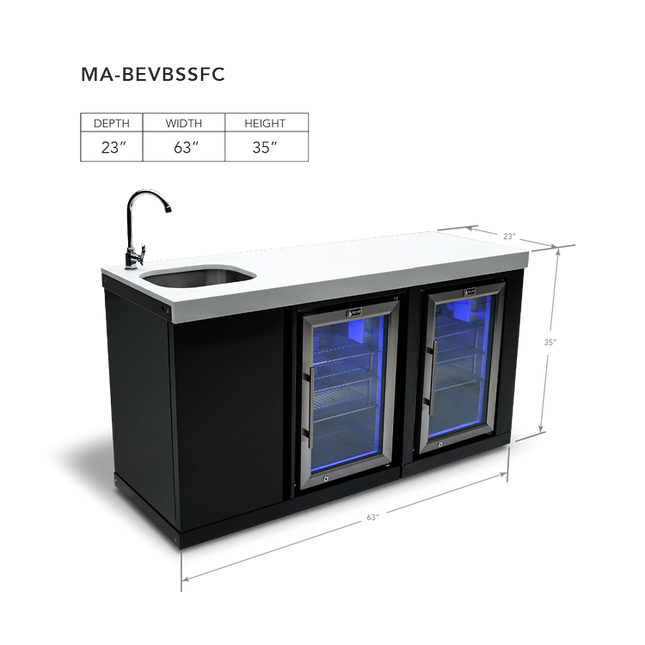 Mont Alpi Black Stainless Steel Beverage Center and Fridge Cabinet
