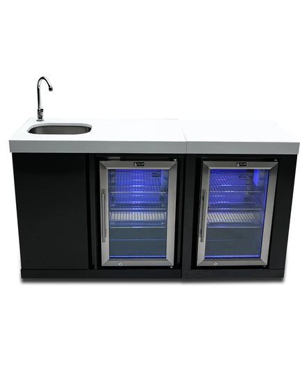 Mont Alpi Black Stainless Steel Beverage Center and Fridge Cabinet