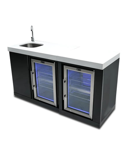 Mont Alpi Black Stainless Steel Beverage Center and Fridge Cabinet