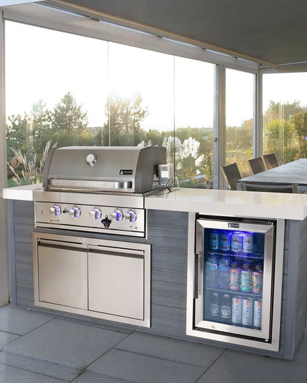 Mont Alpi Artwood Series 6.5 Ft Propane Outdoor Kitchen Island w/ 4-Burner Grill