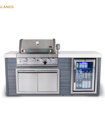 Mont Alpi Artwood Series 6.5 Ft Propane Outdoor Kitchen Island w/ 4-Burner Grill