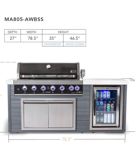Mont Alpi 6-Burner Artwood Island in Black Stainless Steel
