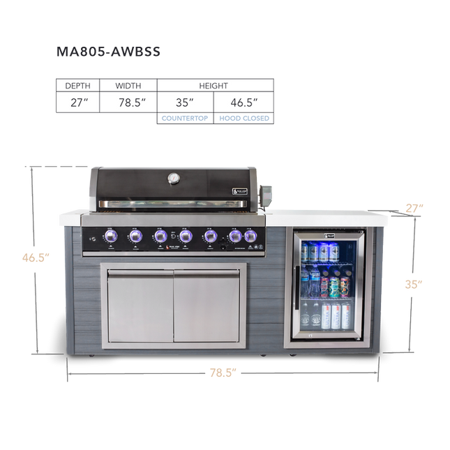 Mont Alpi 6-Burner Artwood Island in Black Stainless Steel