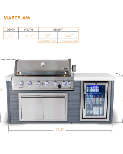 Mont Alpi 6-Burner Artwood Island in Stainless Steel