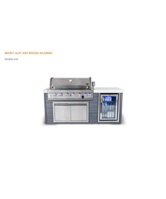 Mont Alpi 6-Burner Artwood Island in Stainless Steel